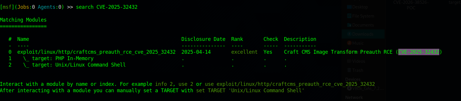 Metasploit module search