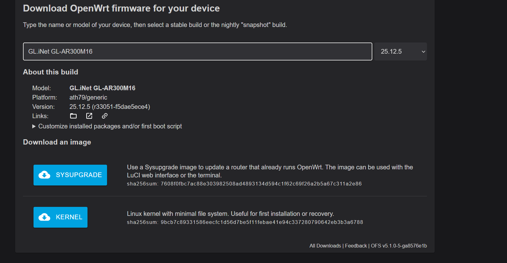 OpenWrt Firmware Selector for the GL-AR300M16