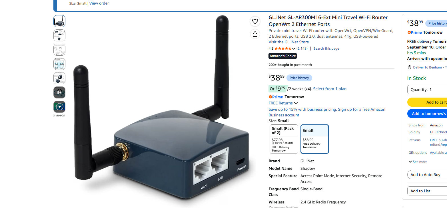 GL.iNet GL-AR300M16-Ext Shadow on Amazon